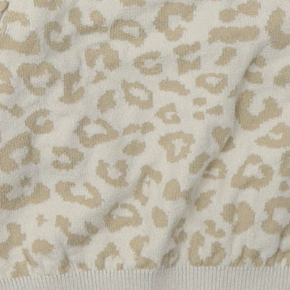 Gap Girls Beige Animal Print Cotton Basic Casual Size 12-18 Months Crew Neck Pullover