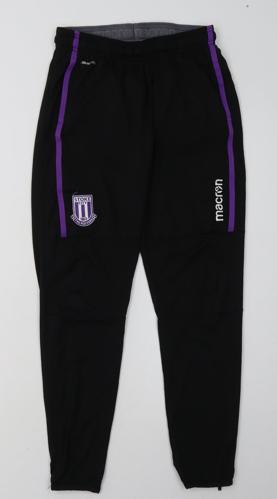 Macron Mens Black  Polyester Jogger Trousers Size XS L28 in Regular Tie - Stoke City