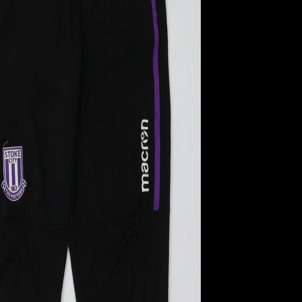 Macron Mens Black  Polyester Jogger Trousers Size XS L28 in Regular Tie - Stoke City