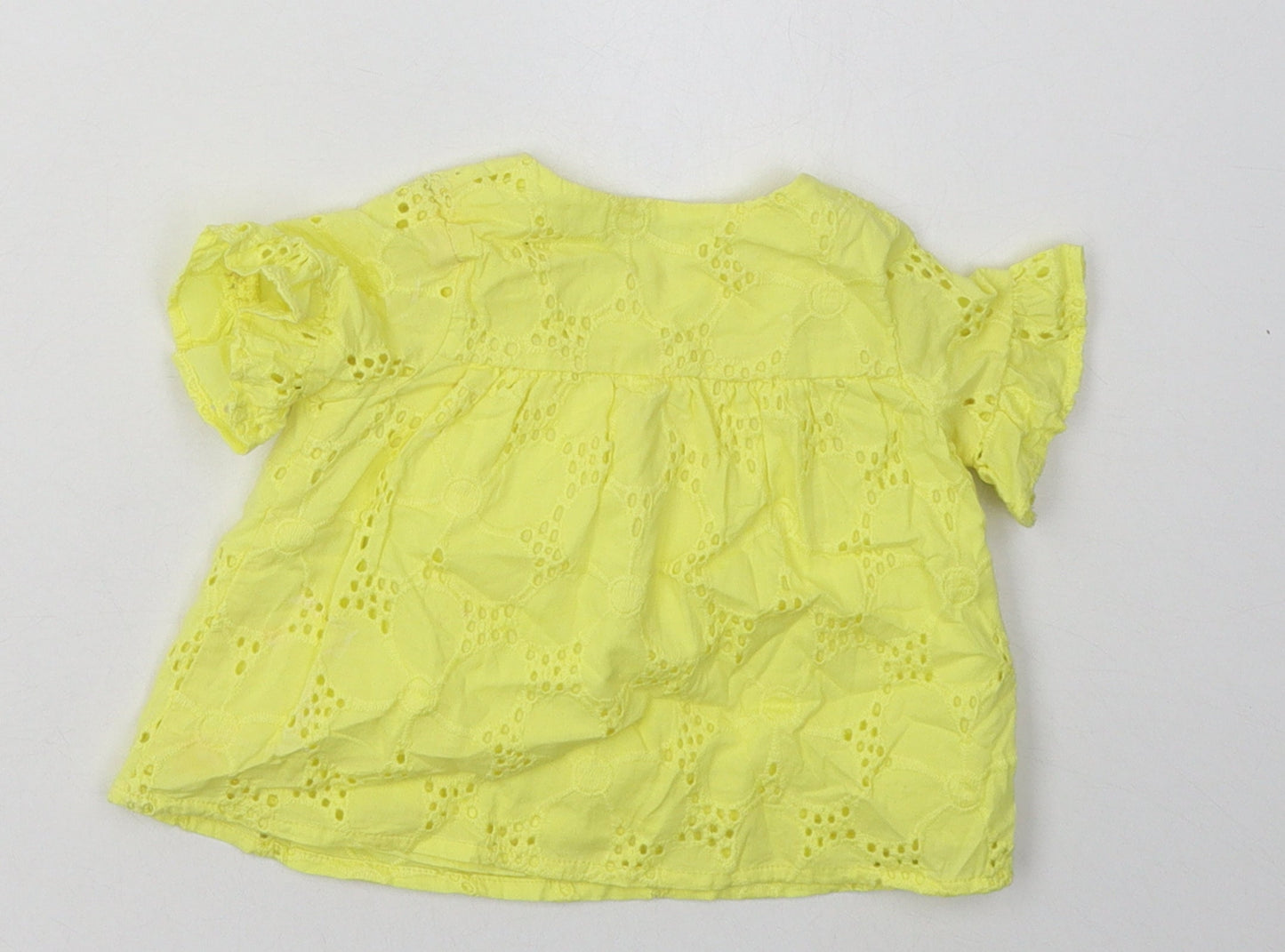nut,eg Girls Yellow Argyle/Diamond Cotton Basic Casual Size 0-3 Months Crew Neck Button