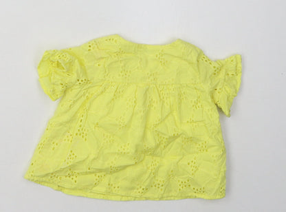 nut,eg Girls Yellow Argyle/Diamond Cotton Basic Casual Size 0-3 Months Crew Neck Button