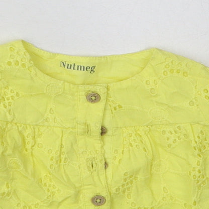 nut,eg Girls Yellow Argyle/Diamond Cotton Basic Casual Size 0-3 Months Crew Neck Button