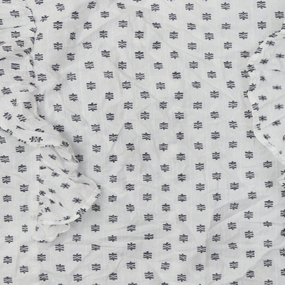 F&F Womens White Geometric Cotton Basic Button-Up Size 8 V-Neck