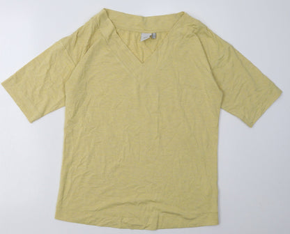 Womens UK Size S ICHI Yellow Basic T-Shirt