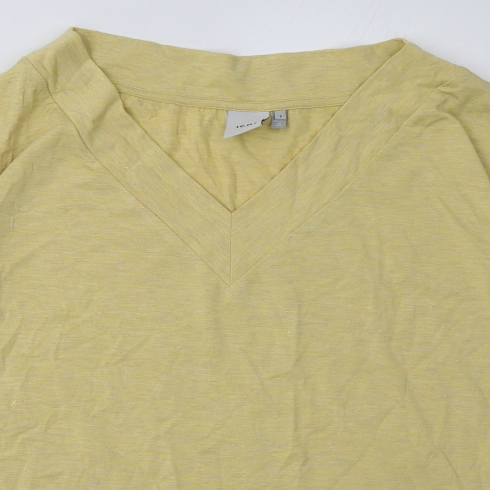 Womens UK Size S ICHI Yellow Basic T-Shirt