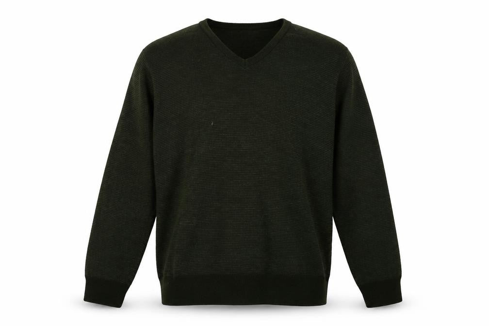 Front view of Marks & Spencer men’s green acrylic pullover sweatshirt, size L