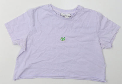 Womens UK Size 8 Topshop Purple Cropped T-Shirt