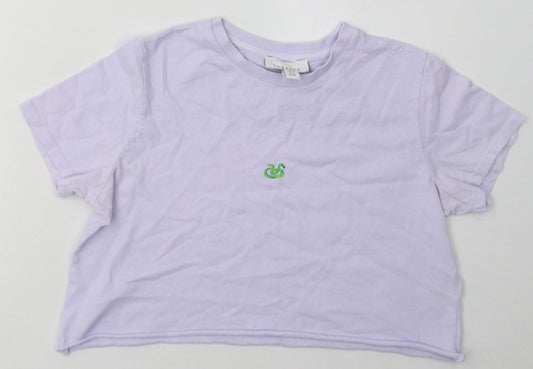 Womens UK Size 8 Topshop Purple Cropped T-Shirt