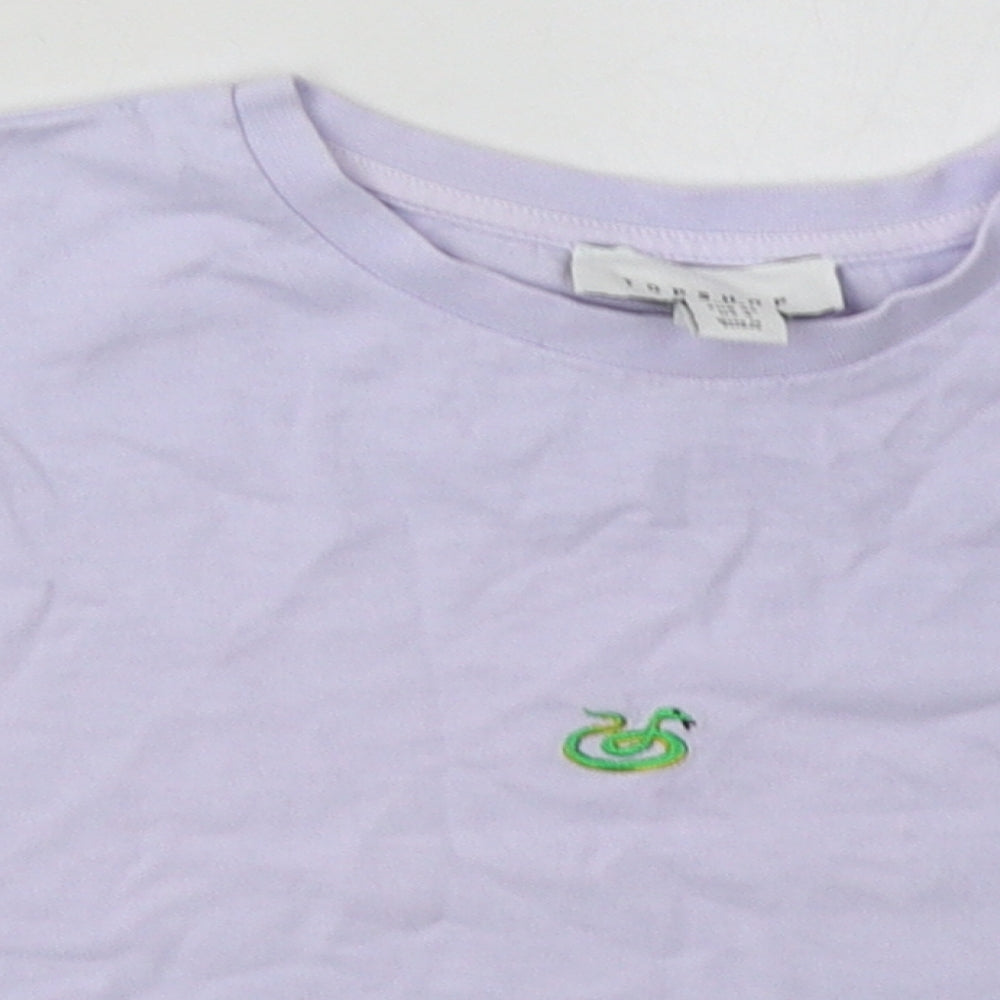 Womens UK Size 8 Topshop Purple Cropped T-Shirt