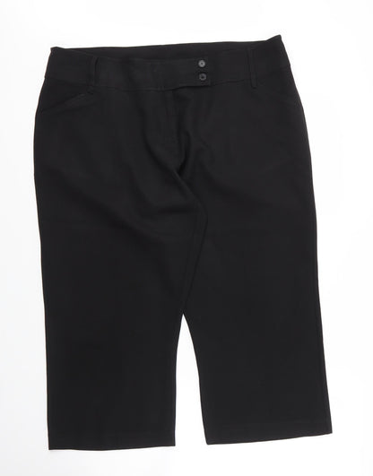 Womens UK Size 20 XE Regular Fit Capri Black Trousers