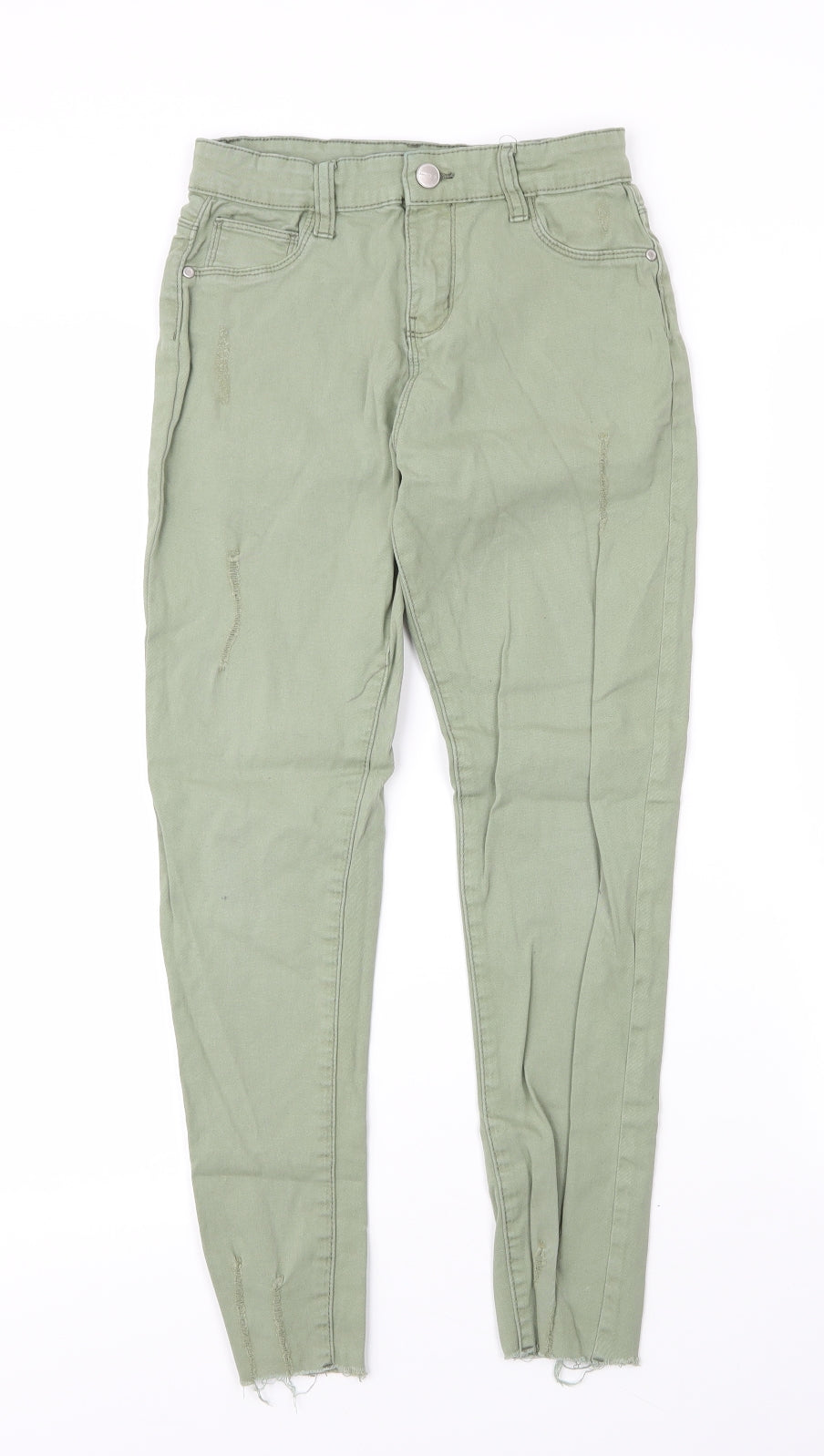 Primark Girls Green  Cotton Skinny Jeans Size 11 Years L25 in Regular Zip