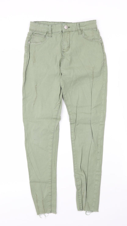 Primark Girls Green  Cotton Skinny Jeans Size 11 Years L25 in Regular Zip