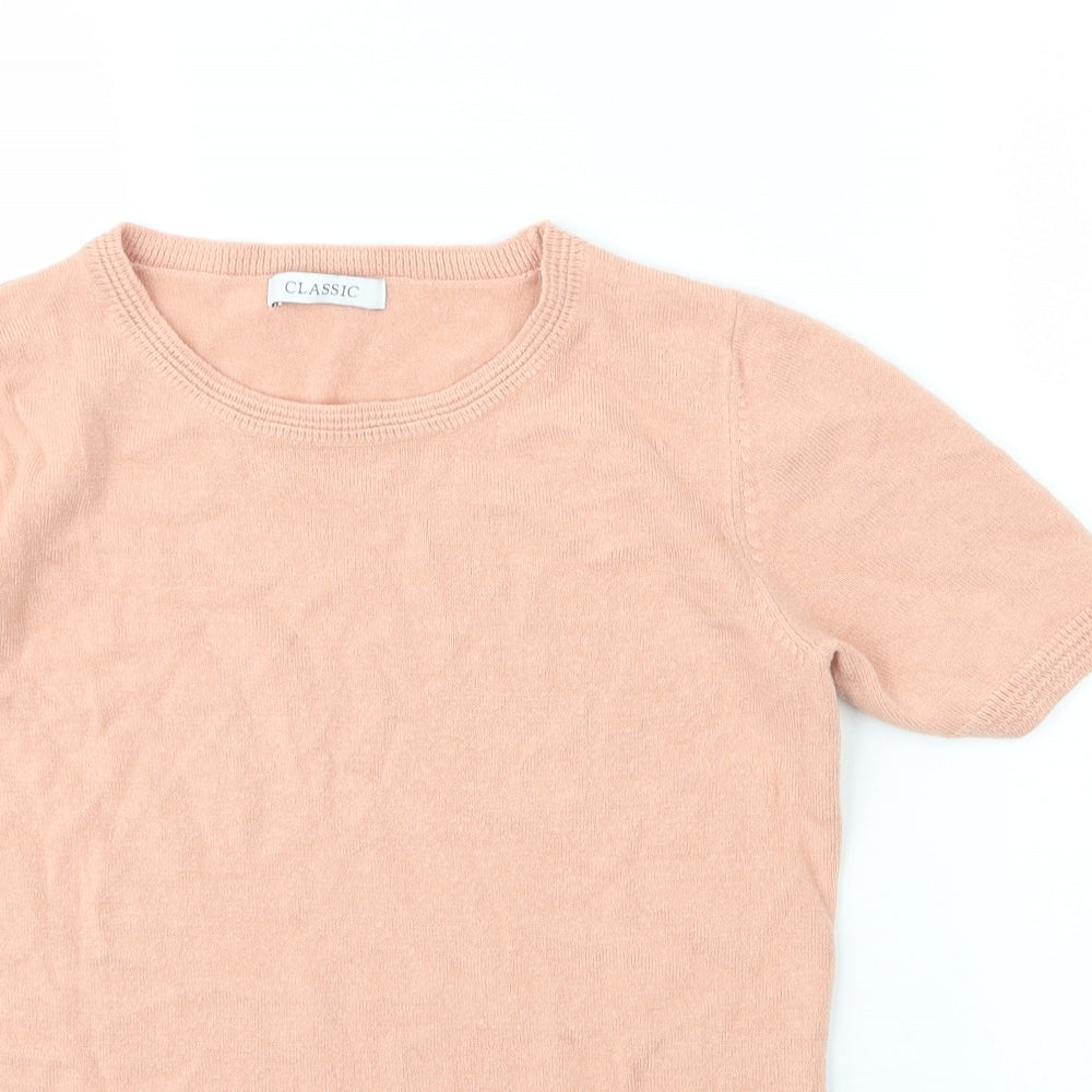 M&S Womens Pink  Acrylic Basic Blouse Size 6 Round Neck