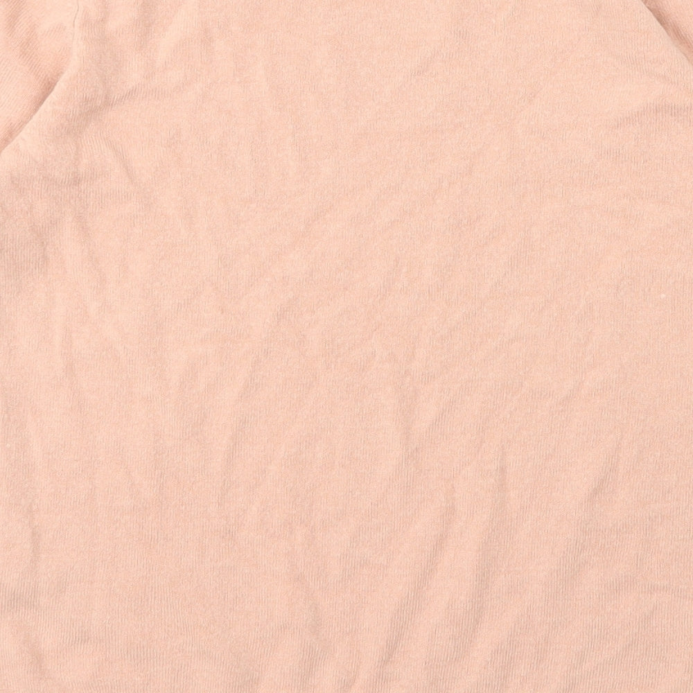 M&S Womens Pink  Acrylic Basic Blouse Size 6 Round Neck