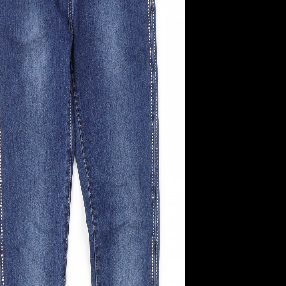 Farfallina Girls Blue  Cotton Skinny Jeans Size L L27 in Regular Zip - Pearls