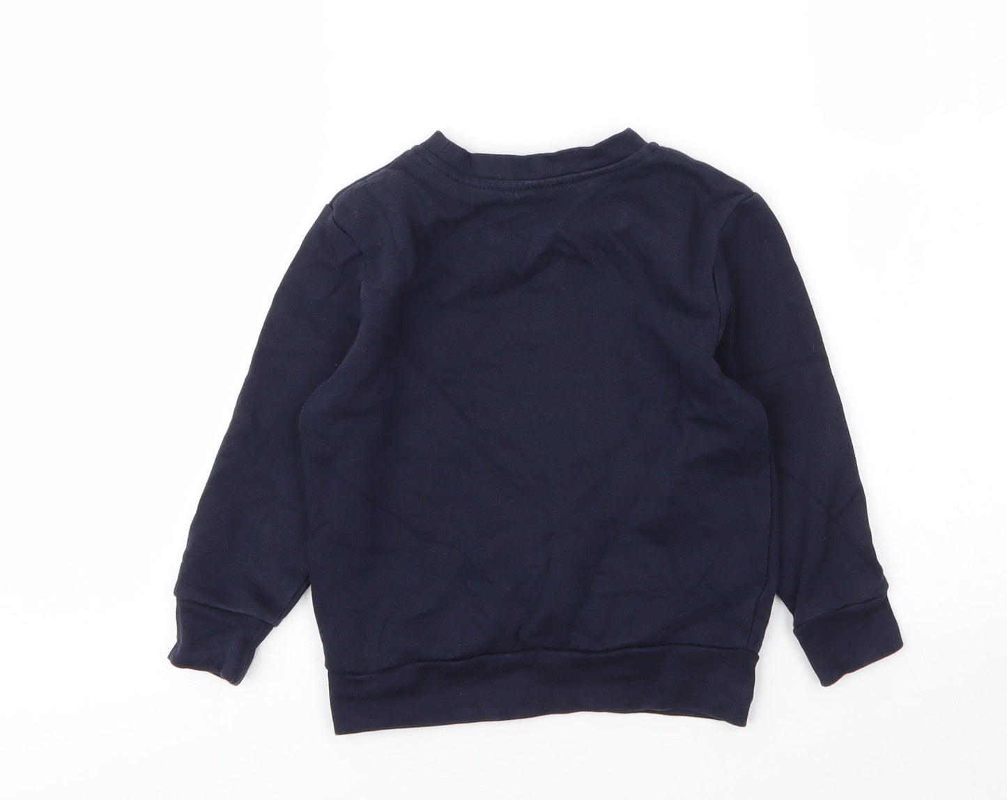 George Boys Blue Round Neck  Cotton Pullover Jumper Size 3 Years