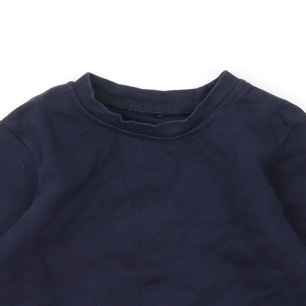George Boys Blue Round Neck  Cotton Pullover Jumper Size 3 Years