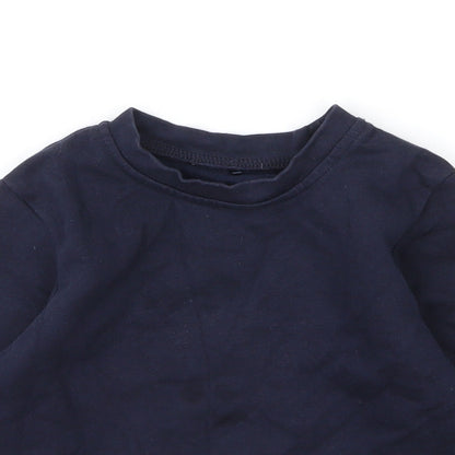 George Boys Blue Round Neck  Cotton Pullover Jumper Size 3 Years
