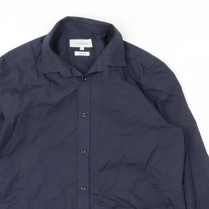 Mens UK Size 15.5 Limehaus Blue  Button-Up Long Sleeve Casual Shirt