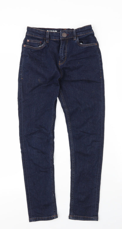 NEXT Girls Blue  Cotton Straight Jeans Size 11 Years L24 in Regular Zip