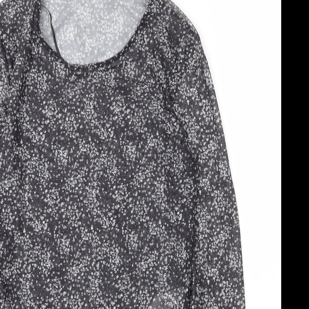 Primark Womens Grey Floral Polyester Bodysuit One-Piece Size 10  Snap