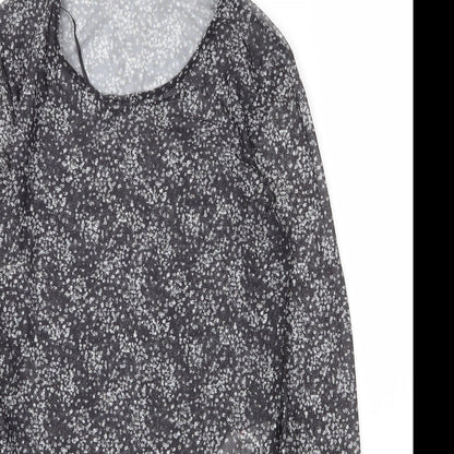 Primark Womens Grey Floral Polyester Bodysuit One-Piece Size 10  Snap