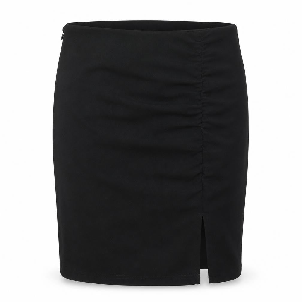 Front view of SHEIN women’s black polyester straight & pencil skirt, size M, zip