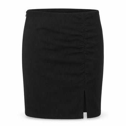 Front view of SHEIN women’s black polyester straight & pencil skirt, size M, zip