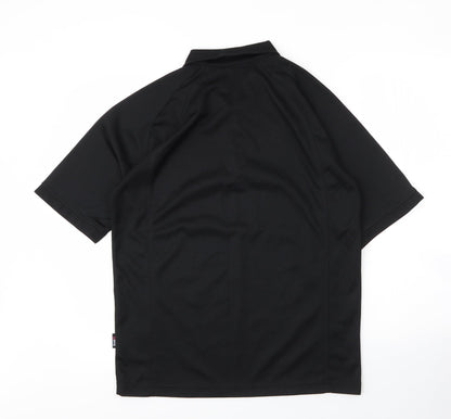 Cross Mens Black  Polyester  Polo Size M Collared Button