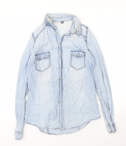 Womens UK Size S Pimkie Blue Basic Blouse