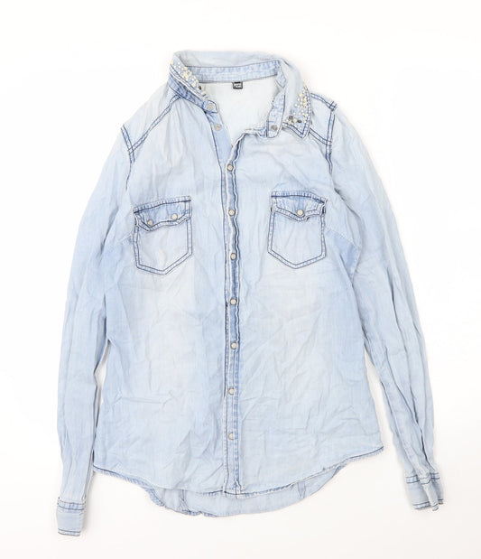 Womens UK Size S Pimkie Blue Basic Blouse