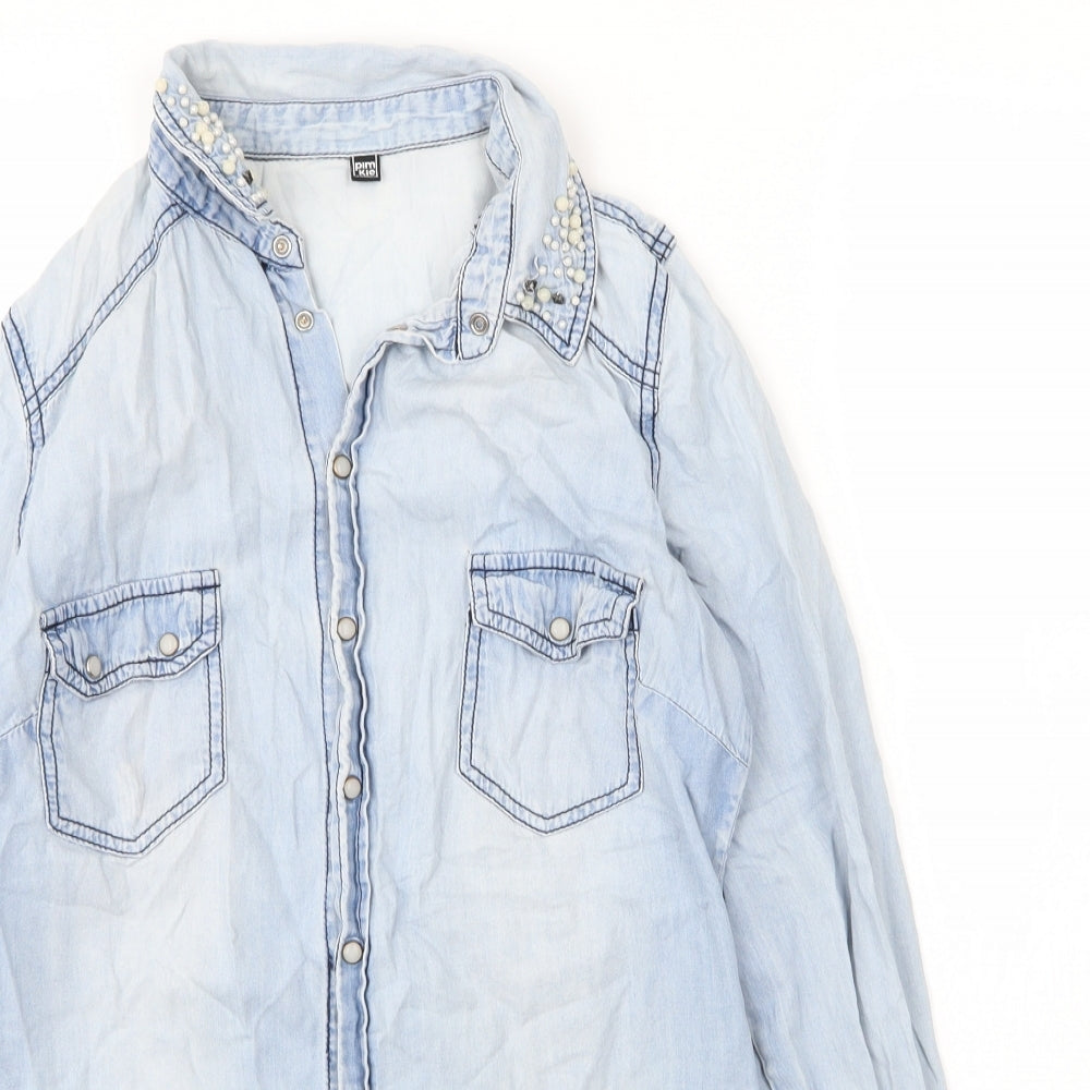Womens UK Size S Pimkie Blue Basic Blouse