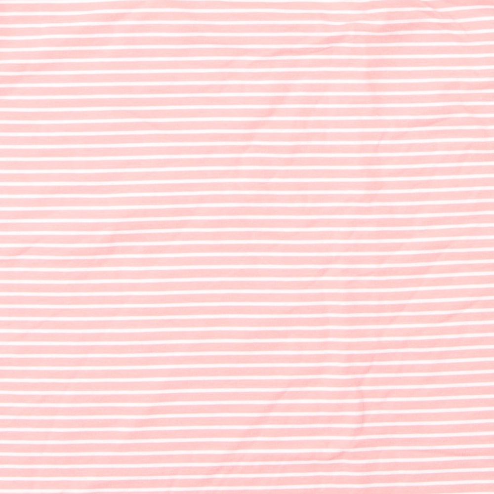 George Girls Pink Striped Cotton Cropped T-Shirt Size 13 Years Round Neck