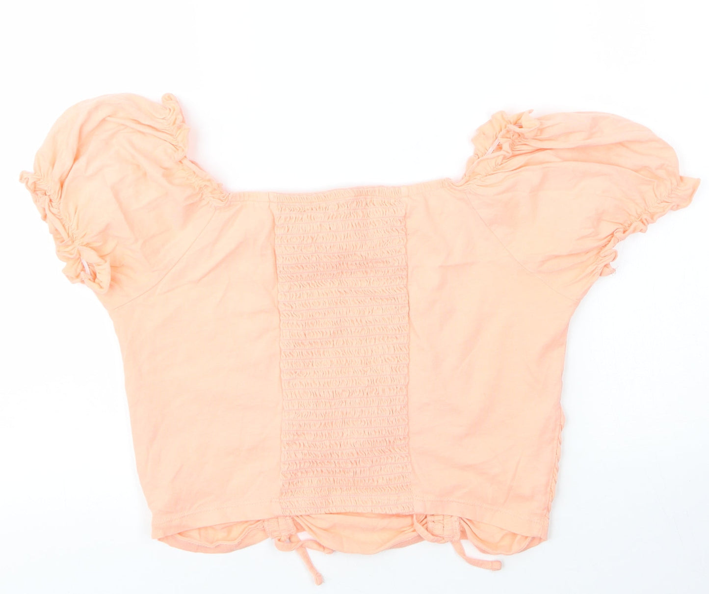 George Girls Orange  Cotton Cropped Blouse Size 14 Years Boat Neck