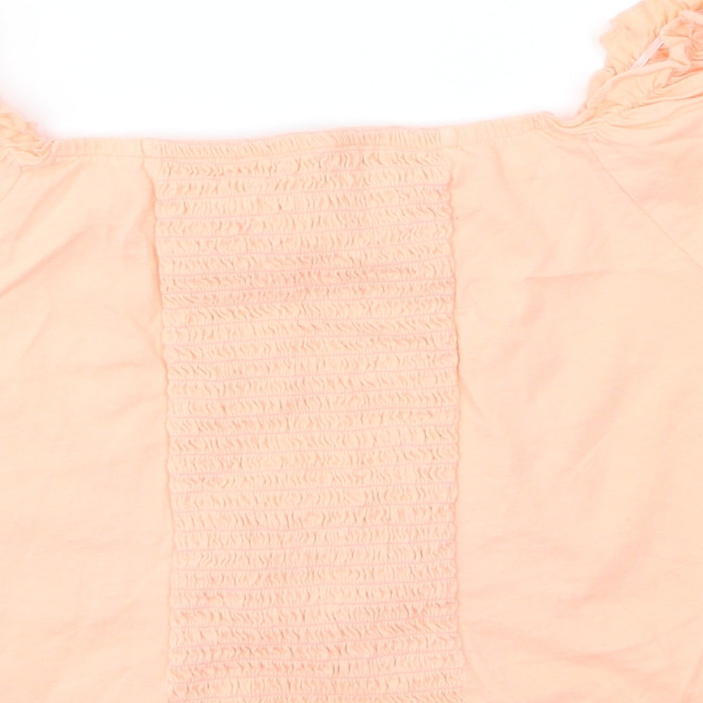 George Girls Orange  Cotton Cropped Blouse Size 14 Years Boat Neck