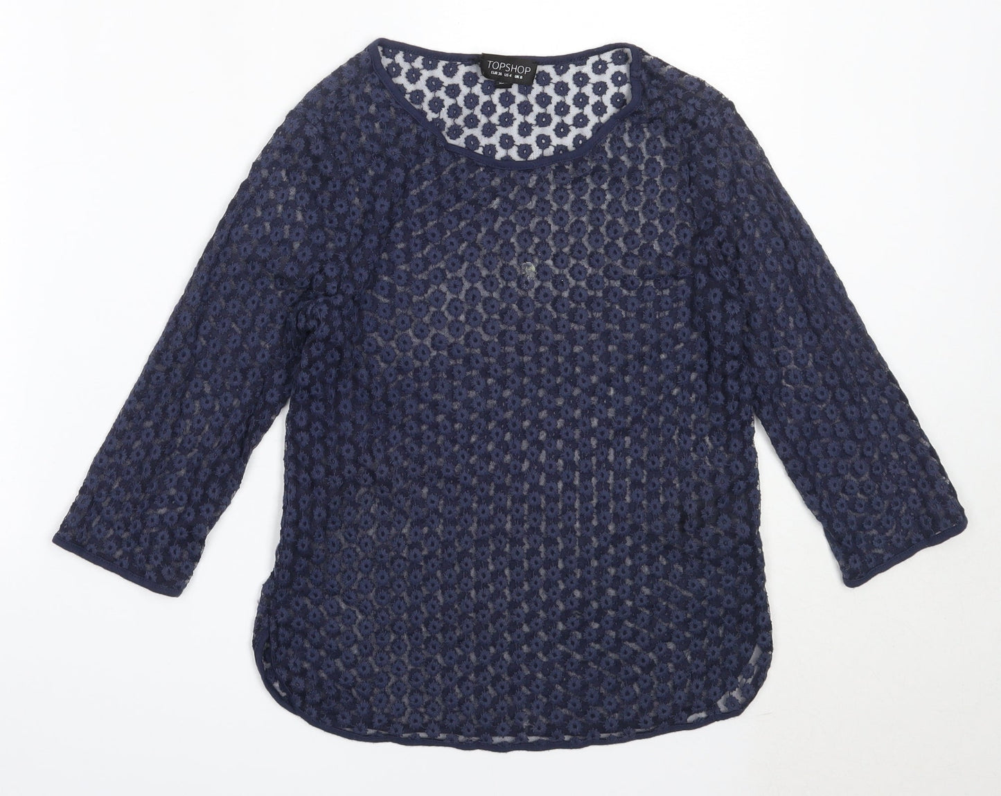 Womens UK Size 8 Topshop Blue Basic Blouse