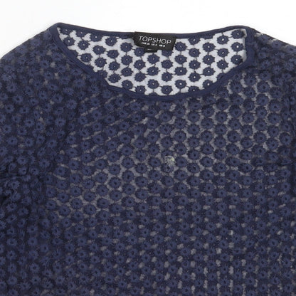 Womens UK Size 8 Topshop Blue Basic Blouse