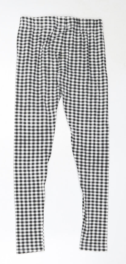 Preworn Girls Black Check Polyester Capri Trousers Size 11 Years  Regular