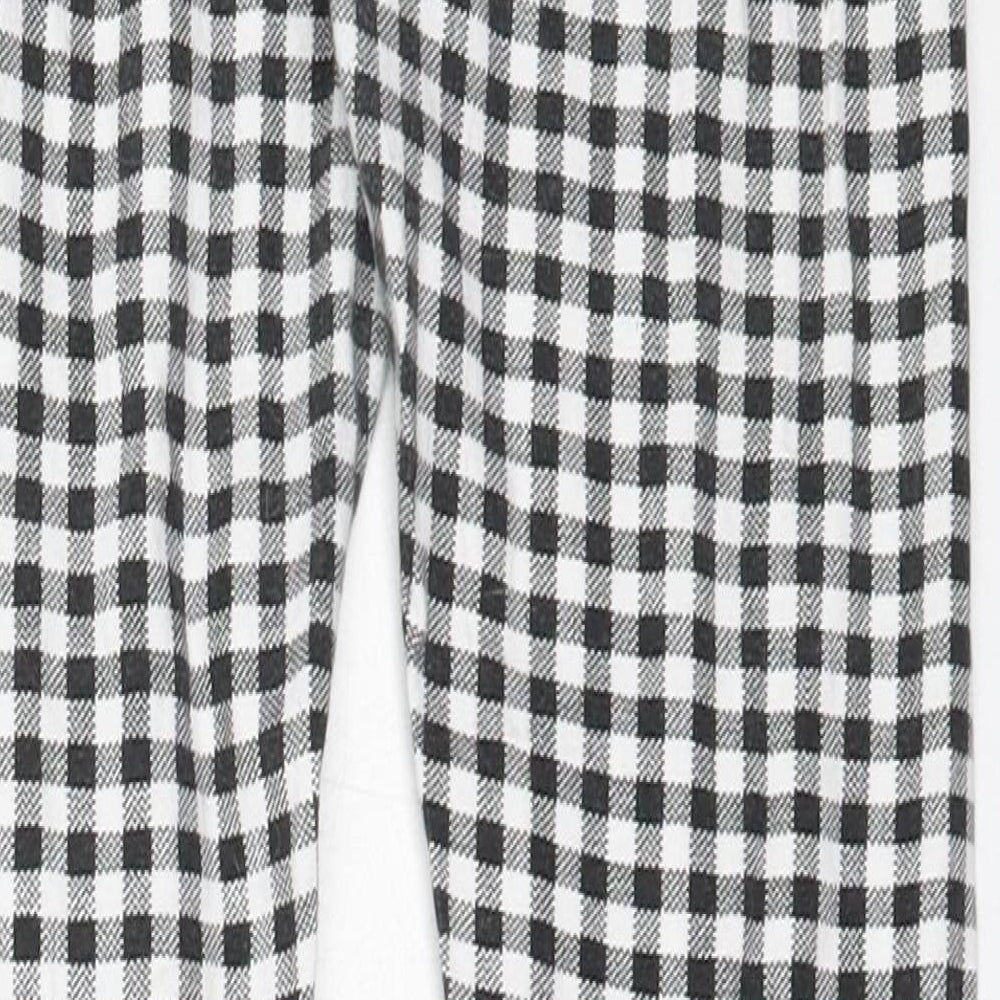 Preworn Girls Black Check Polyester Capri Trousers Size 11 Years  Regular