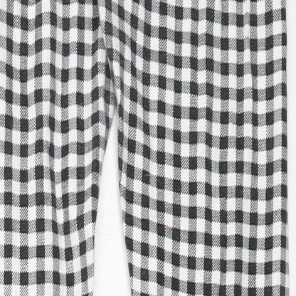Preworn Girls Black Check Polyester Capri Trousers Size 11 Years  Regular