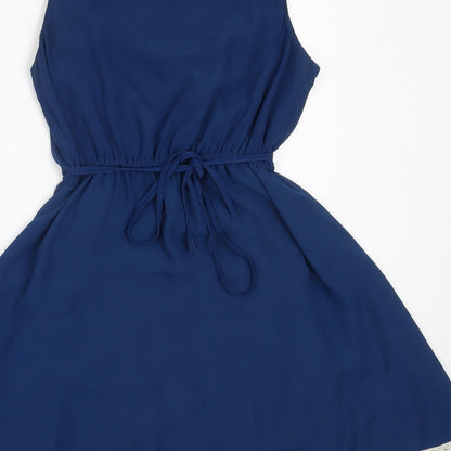 New Look Womens Blue  Polyester Fit & Flare  Size S  Round Neck