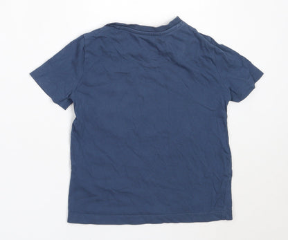 US Polo Assn. Boys Blue  Cotton Basic T-Shirt Size 3-4 Years Round Neck