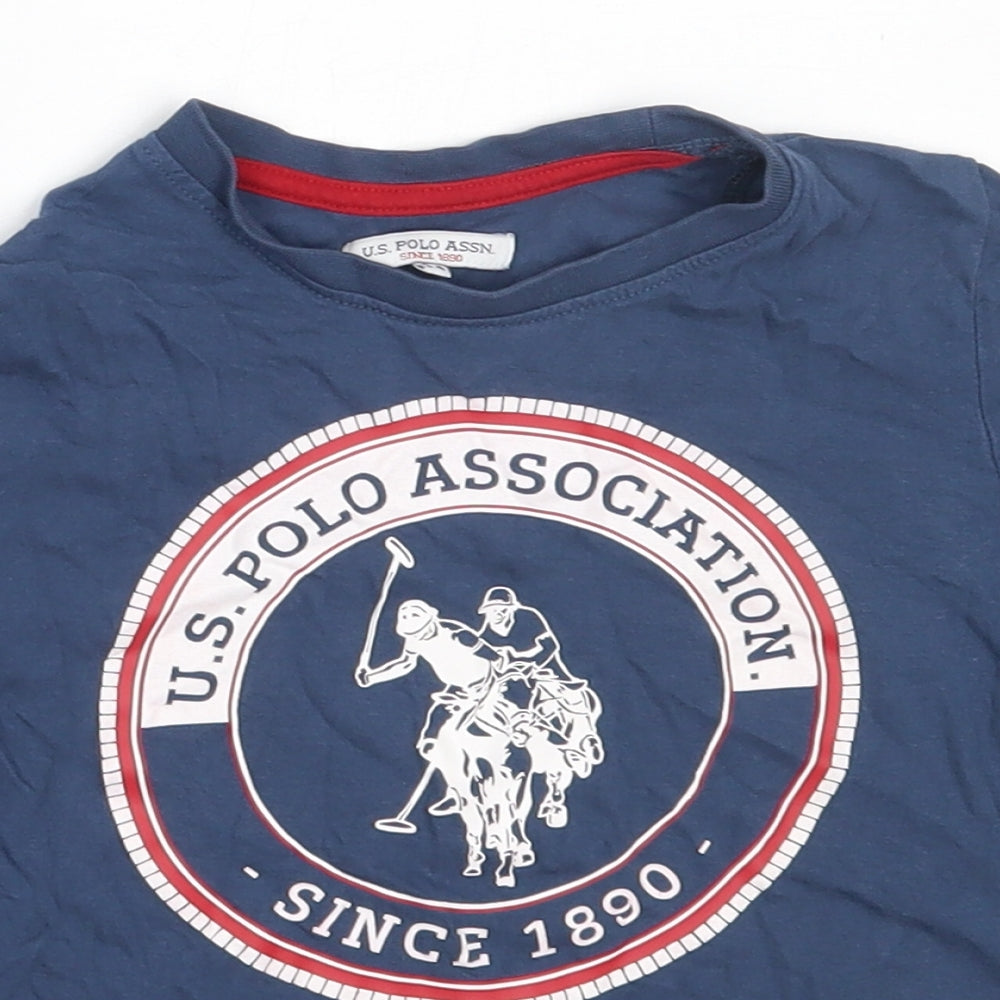 US Polo Assn. Boys Blue  Cotton Basic T-Shirt Size 3-4 Years Round Neck