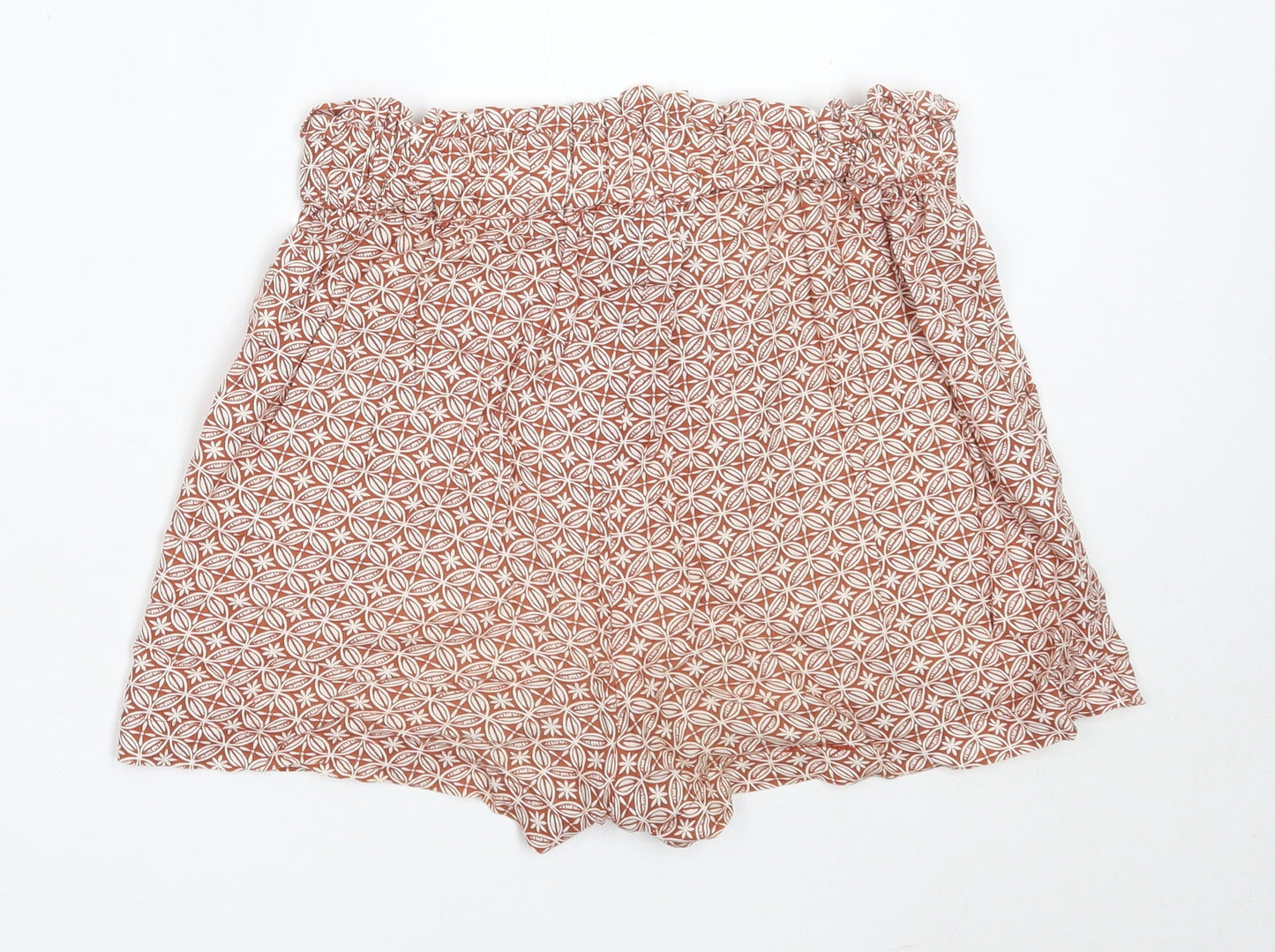 Primark Womens Brown Geometric Viscose Hot Pants Shorts Size 8  Regular