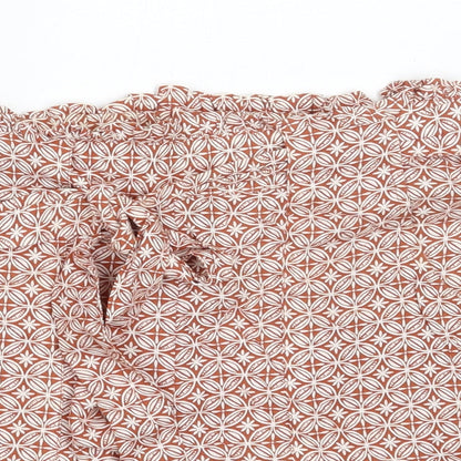 Primark Womens Brown Geometric Viscose Hot Pants Shorts Size 8  Regular