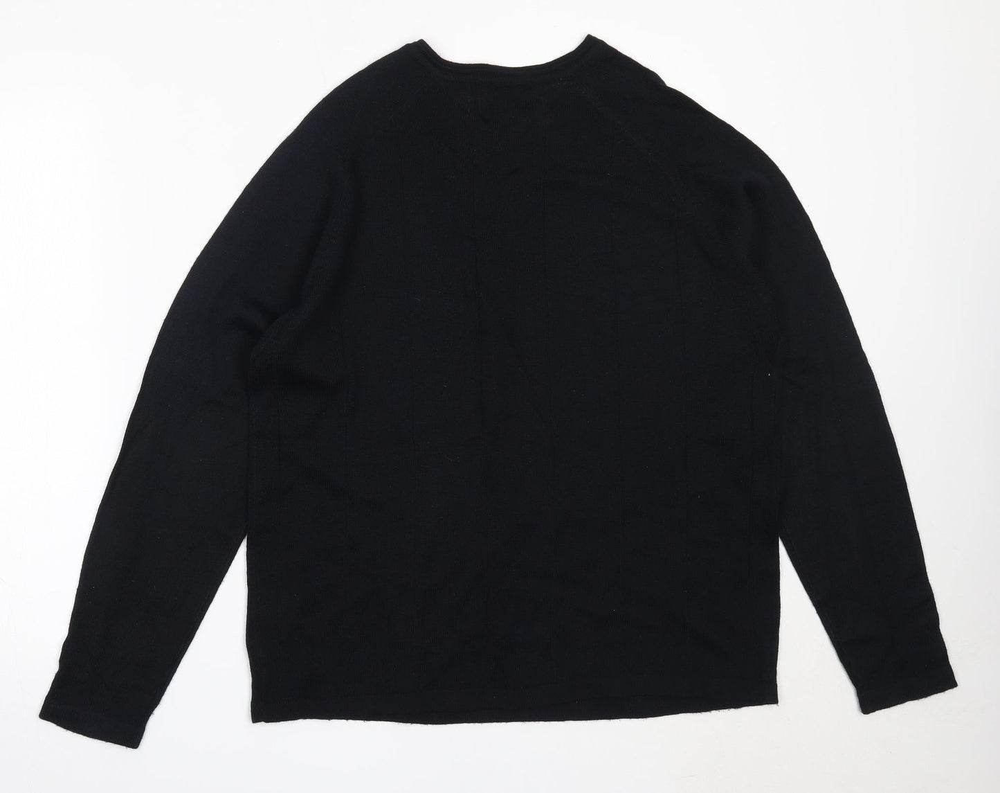 Giorgios Collections Mens Black V-Neck  Acrylic Pullover Jumper Size M
