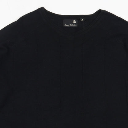Giorgios Collections Mens Black V-Neck  Acrylic Pullover Jumper Size M