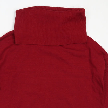 Preworn Womens Red Roll Neck  Polyester Pullover Jumper Size L