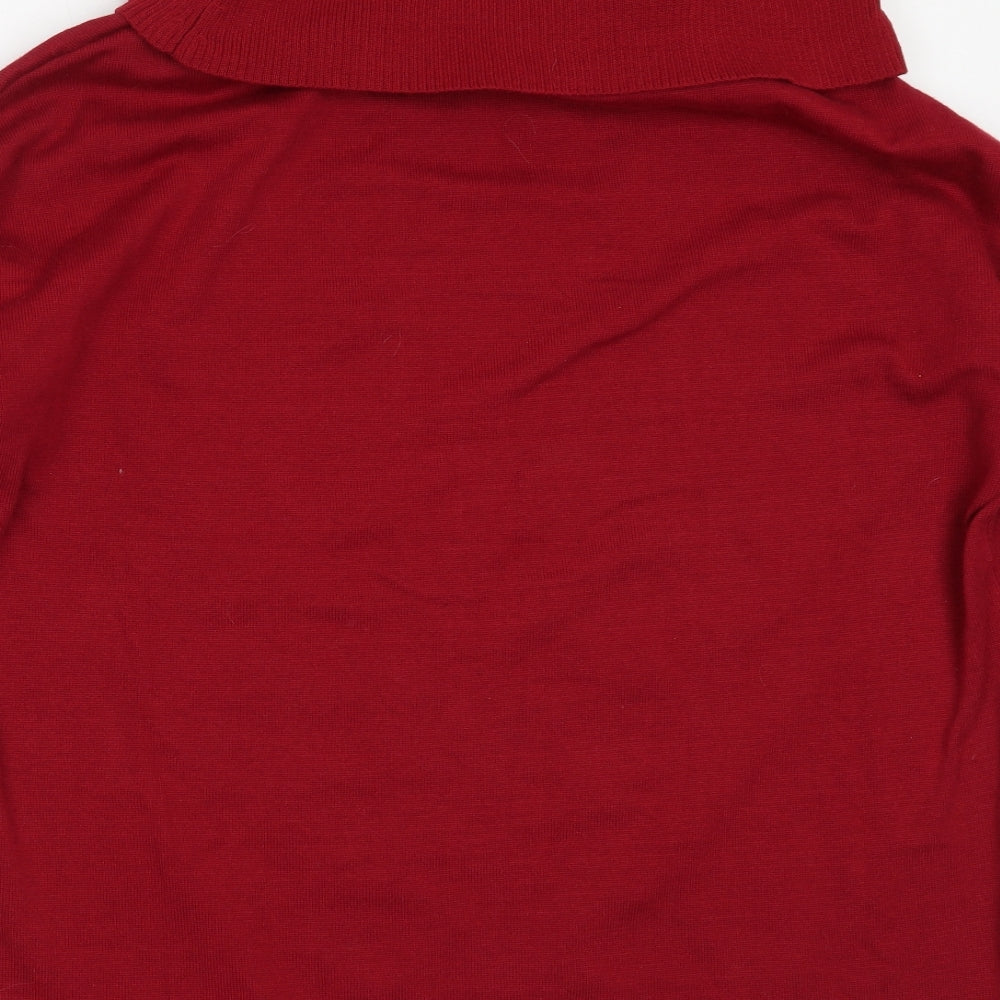 Preworn Womens Red Roll Neck  Polyester Pullover Jumper Size L