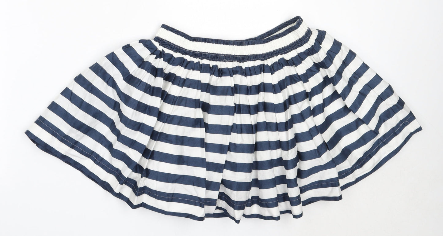 Marks and Spencer Womens Blue Striped Cotton Flare Skirt Size XS